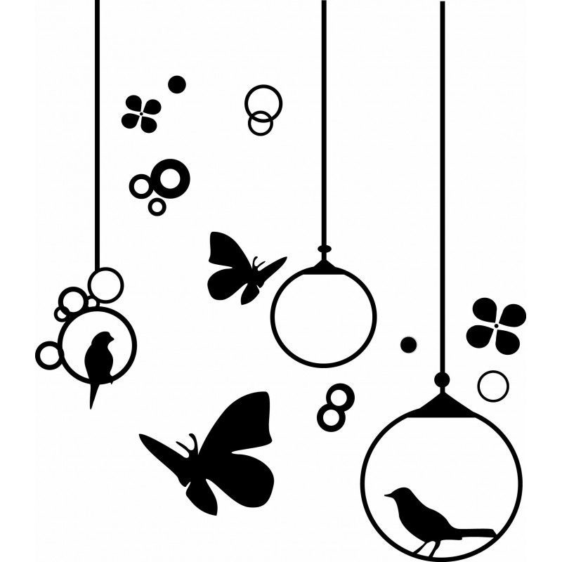 Sticker papillons et oiseaux