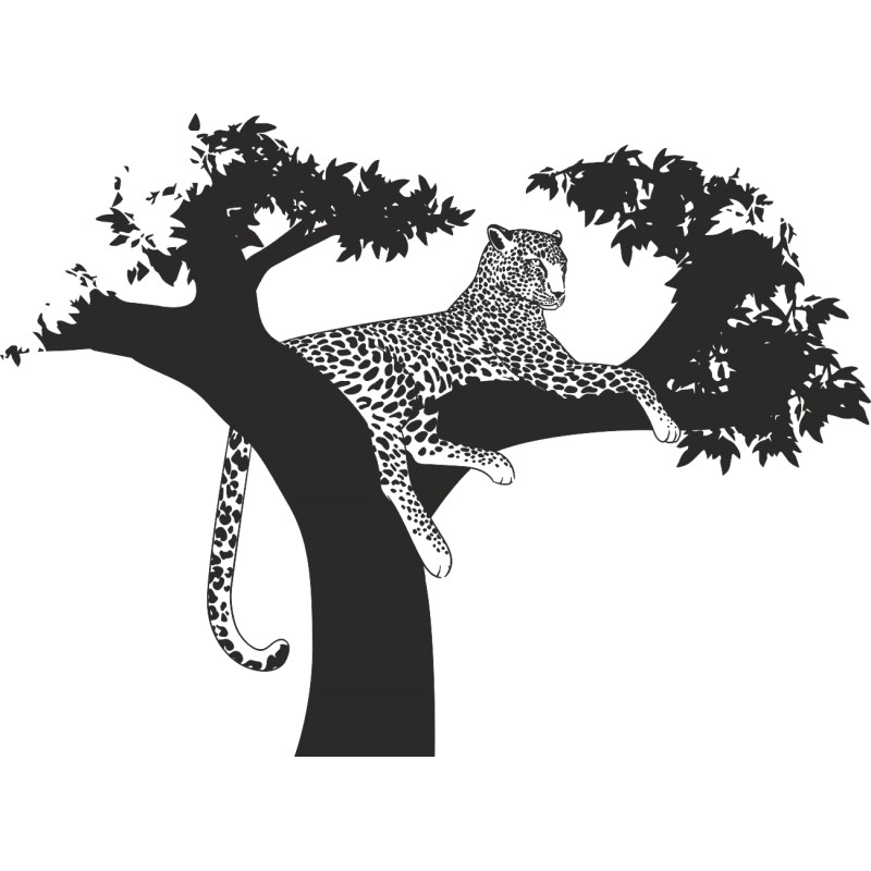 sticker mural leopard branche