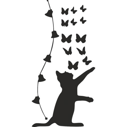 Autocollant mural le chat et les papillons