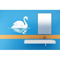 sticker déco cygne avec son reflet